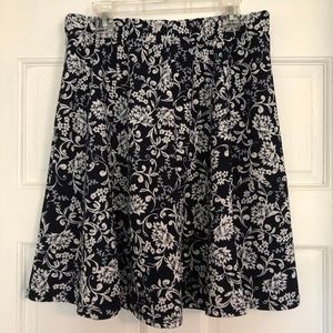 Blue and White Floral Skater Skirt